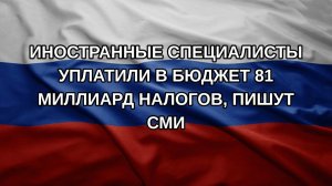Иностранные специалисты уплатили в бюджет 81 миллиард налогов, пишут СМИ