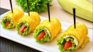 РУЛЕТИКИ ИЗ КАБАЧКОВ — красивая праздничная закуска с золотистой корочкой и нежной начинкой