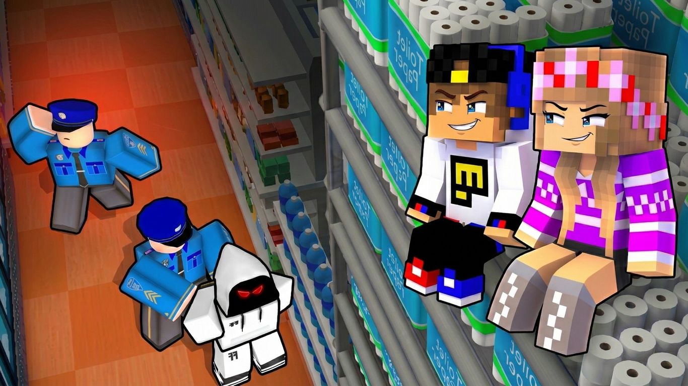 НУБ И ПРО ДЕВУШКА СПРЯТАЛИСЬ В ТОРГОВОМ ЦЕНТРЕ 67! ТРОЛЛИНГ В МАЙНКРАФТ MINECRAFT