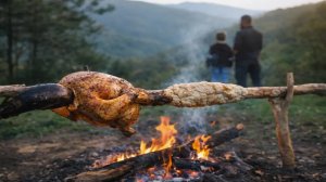 Без кухни: курица и хлеб на костре в горах