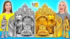 Строим Удивительный Кукольный Домик Золотой vs Серебряный Челлендж _ Простые Трюки