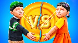 Мы построили ОГРОМНУЮ куклу из Игры в Кальмара! Девочки против мальчиков!