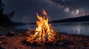 костер у реки. звуки костра. fire.