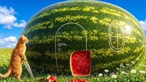 Находчивые коты строят укрытия из фруктов 🍉 Кошачья изобретательность в действии