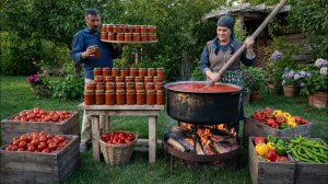 Домашняя аджика, приготовленная из свежих огородных овощей 🌶️🍅