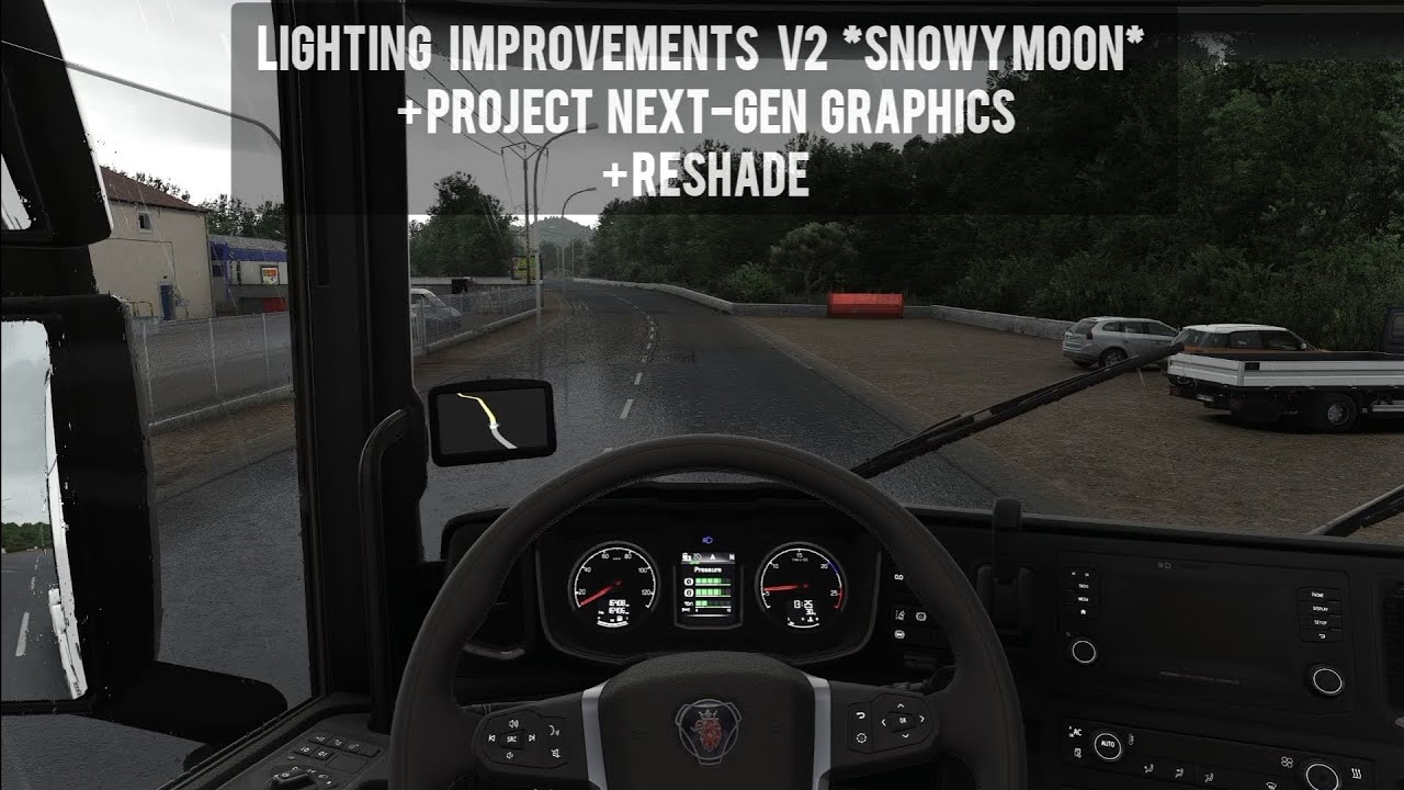 Реалистичная графика для ETS 2 | Lighting Improvements V2 (Snowy Moon) + PNG Graphics + ReShade