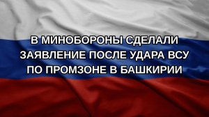 В Минобороны сделали заявление после удара ВСУ по промзоне в Башкирии