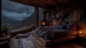 ШУМ ДОЖДЯ В ГОРНОЙ ХИЖИНЕ ЗА ОКНОМ 🌧️🏔️ УЮТНЫЕ ЗВУКИ ДЛЯ СНА И РАССЛАБЛЕНИЯ