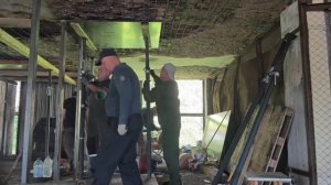 Ремонт  прожога  потолка . ГСК Автодом .