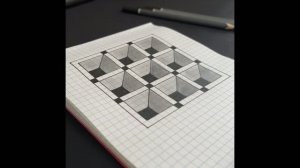 Объемный рисунок на бумаге в клетку ✏️ | Процесс рисования | всё же просто