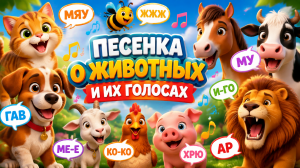 Весёлая песенка о животных и их голосах | Развивающее видео для малышей