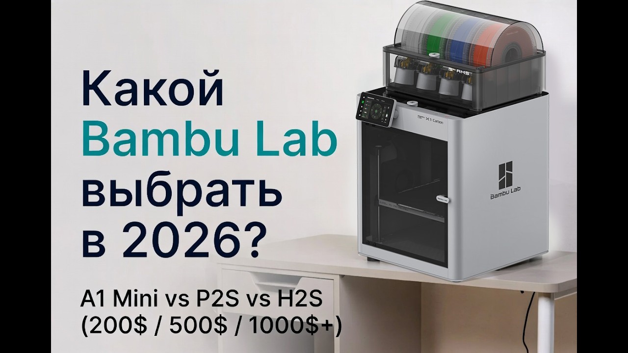Какой Bambu Lab выбрать в 2026?: A1 Mini Vs P2S Vs H2S (200+$ / 500+$ / 1000$+)