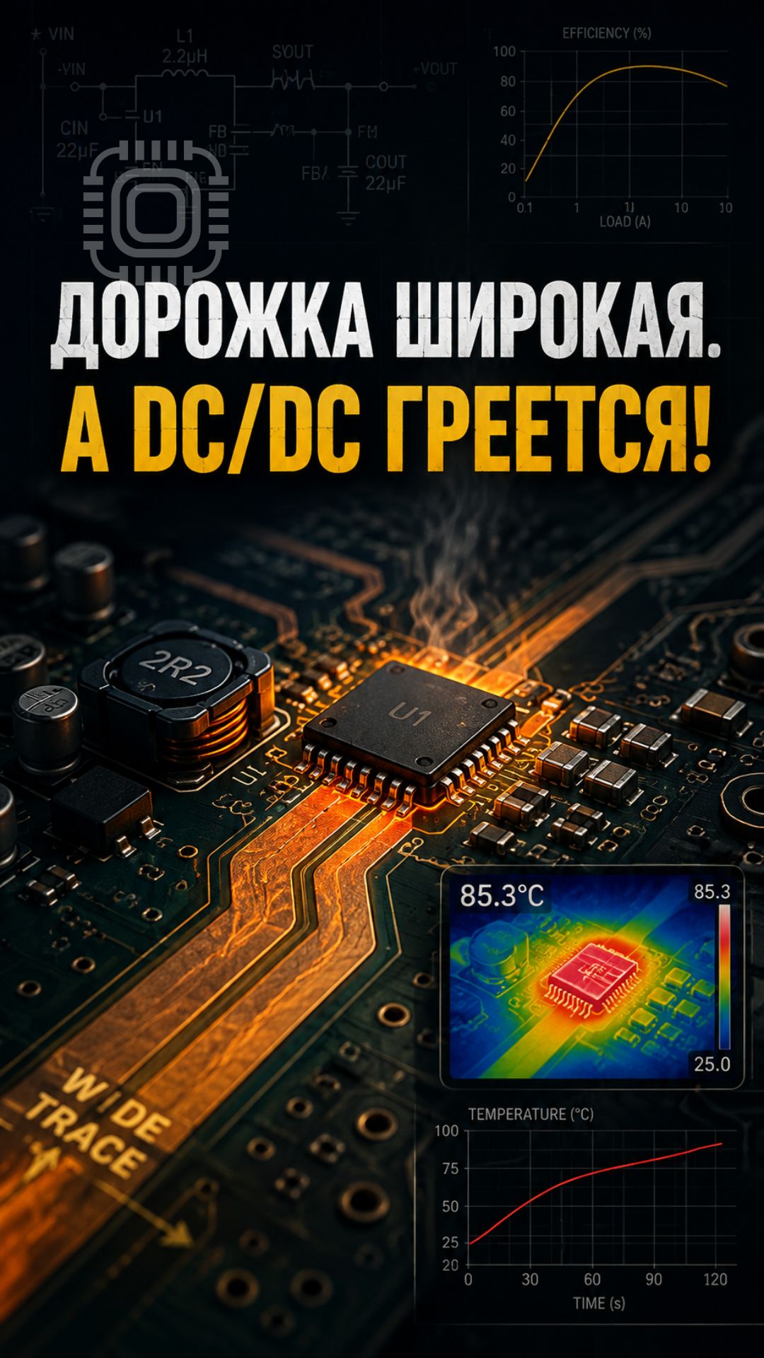 Почему одна дорожка снижает КПД DC/DC-преобразователя?
