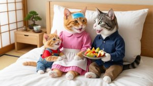 Мама-кошка заболевает… Папа-кот и рыжий котенок проявляют настоящую семейную любовь 💖 Эмоционал