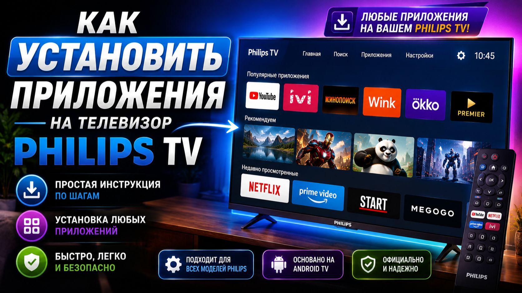 Как УСТАНОВИТЬ приложения на Philips TV | Скачать приложения на Philips Smart TV