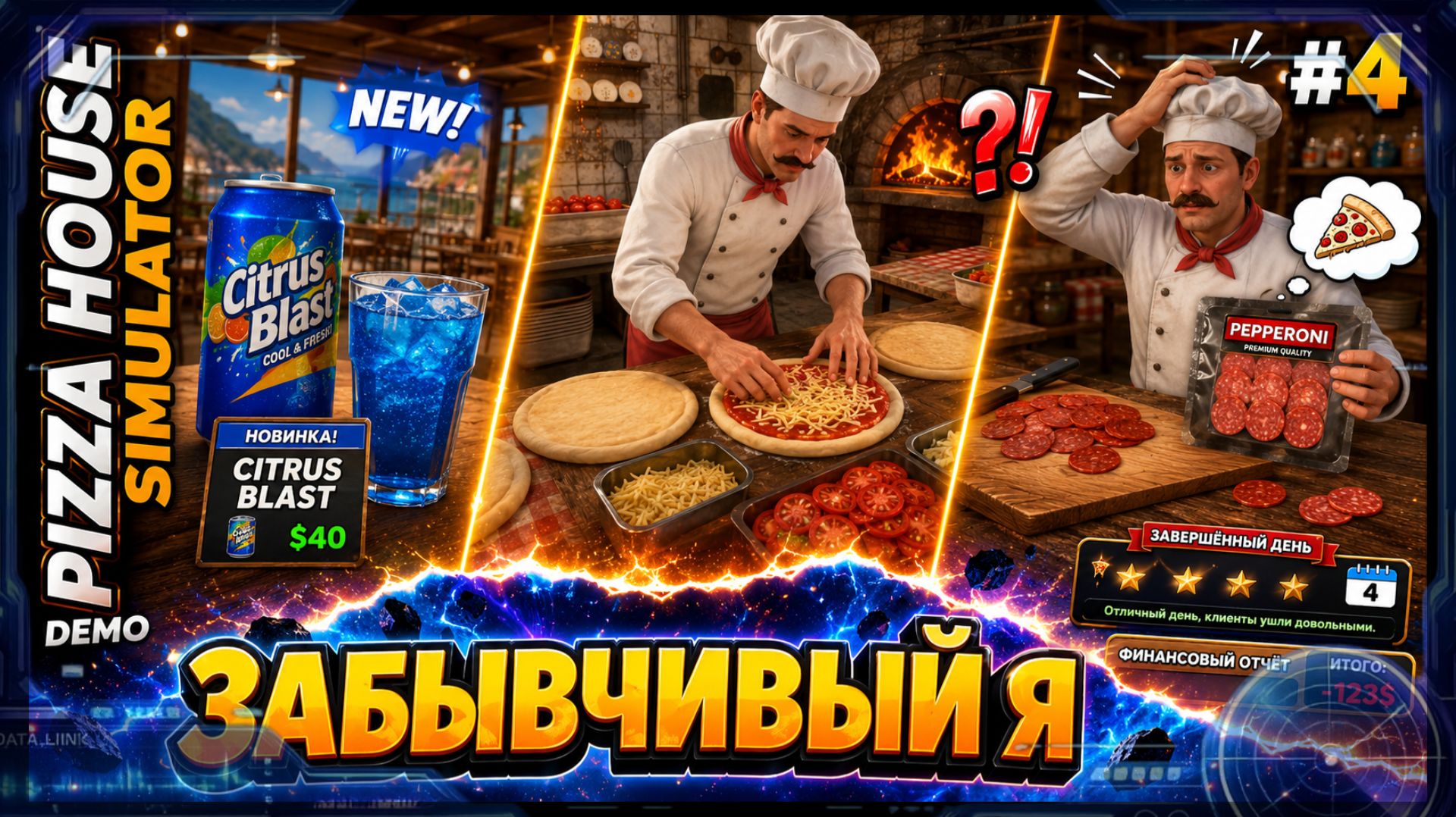 Pizza House Simulator 🍕 #4 — Откуда взялась колбаса?! Пеперони и снова 4 звезды