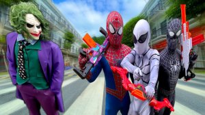 Spider-Man Team! Битва на Нёрфах против плохих парней! Человек-паук!