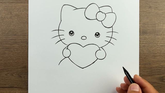 Как легко нарисовать Hello Kitty карандашом — урок рисования для начинающих