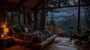ШУМ ДОЖДЯ ЗА ОКНОМ В УЮТНОЙ СПАЛЬНЕ 🌧️🔥 ДЛЯ СНА И ГЛУБОКОГО РАССЛАБЛЕНИЯ