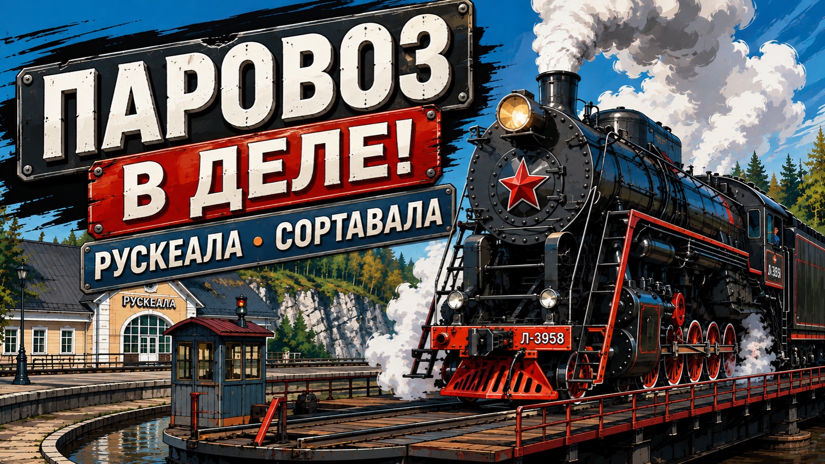 ДЕЙСТВУЮЩИЙ ПАРОВОЗ В РУСКЕАЛЕ! 🔥 Мы увидели, как его разворачивают на поворотном круге