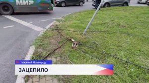 Фура врезалась в светофор на площади Лядова в Нижнем Новгороде