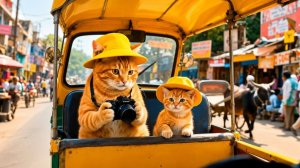 Мама-кошка и котенок отправляются на прогулку!🐱🌳❤️