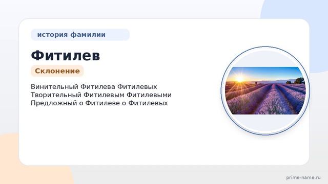 Фамилия Фитилев: происхождение, значение и склонение