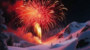 Огненный салют над снежными горами! 🎆❄️ Магия зимней ночи ✨