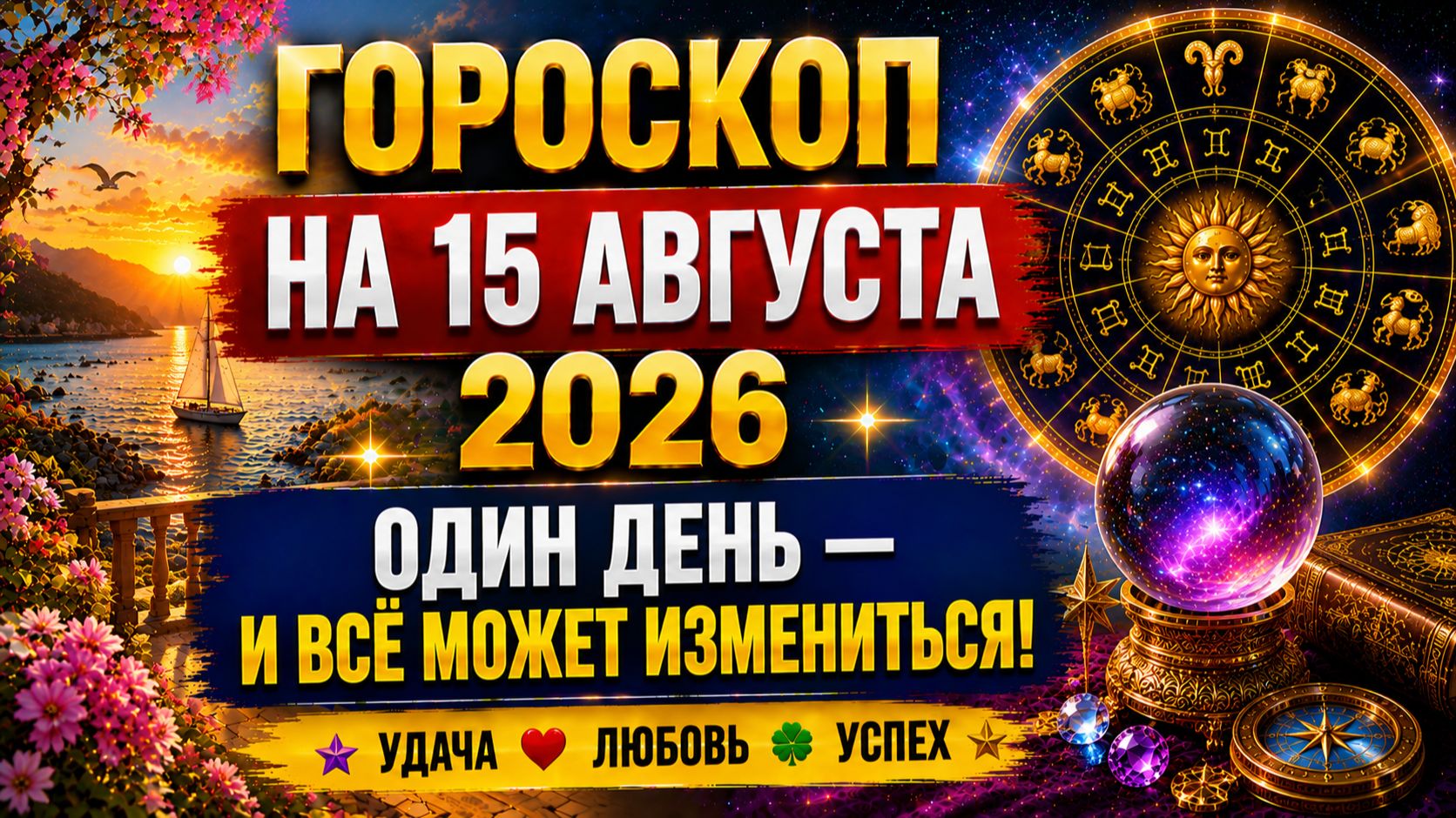 Гороскоп на 15 августа 2026 🔮 Один день — и всё может измениться!