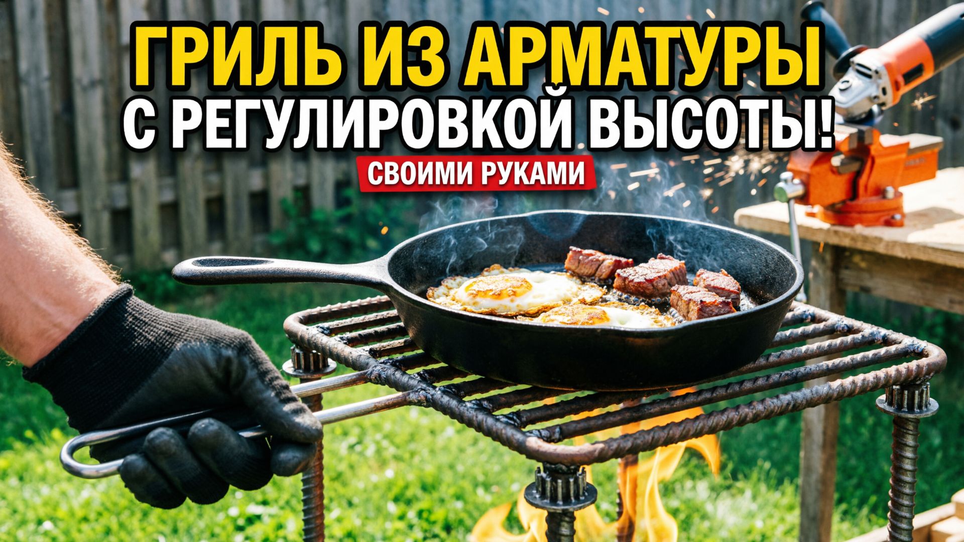 РЕШЁТКА ДЛЯ ГРИЛЯ ИЗ АРМАТУРЫ СВОИМИ РУКАМИ! Регулируемая высота над костром. Гениальная самоделка