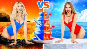 ХОЛОДНАЯ VS ГОРЯЧАЯ ЕДА ЧЕЛЛЕНДЖ! _ Безумная Война Между Огненной И Ледяной Девушками