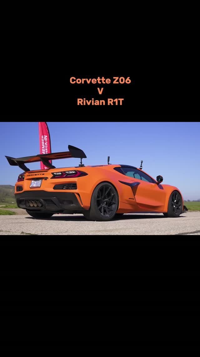 Corvette Z06 V Rivian R1T #dragrace #corvette #rivian