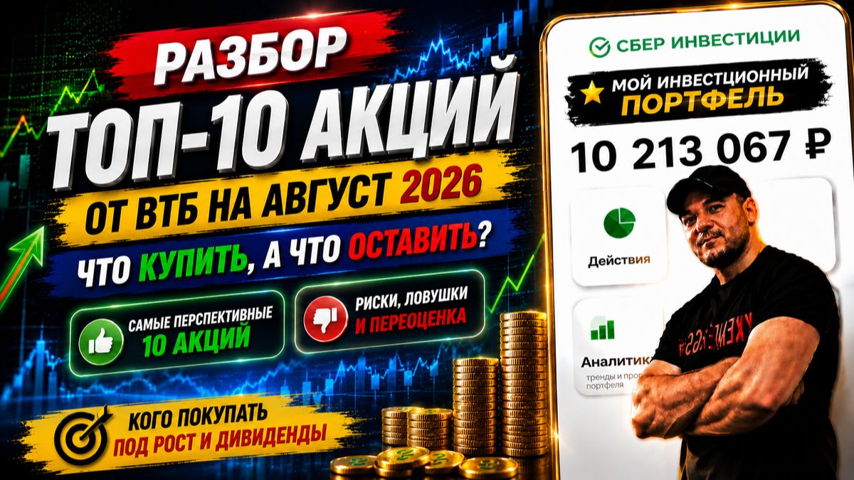 ВТБ сливает ТОП-10 акций на август! Я проверил — 2 бумаги — мусор, 5 можно брать!