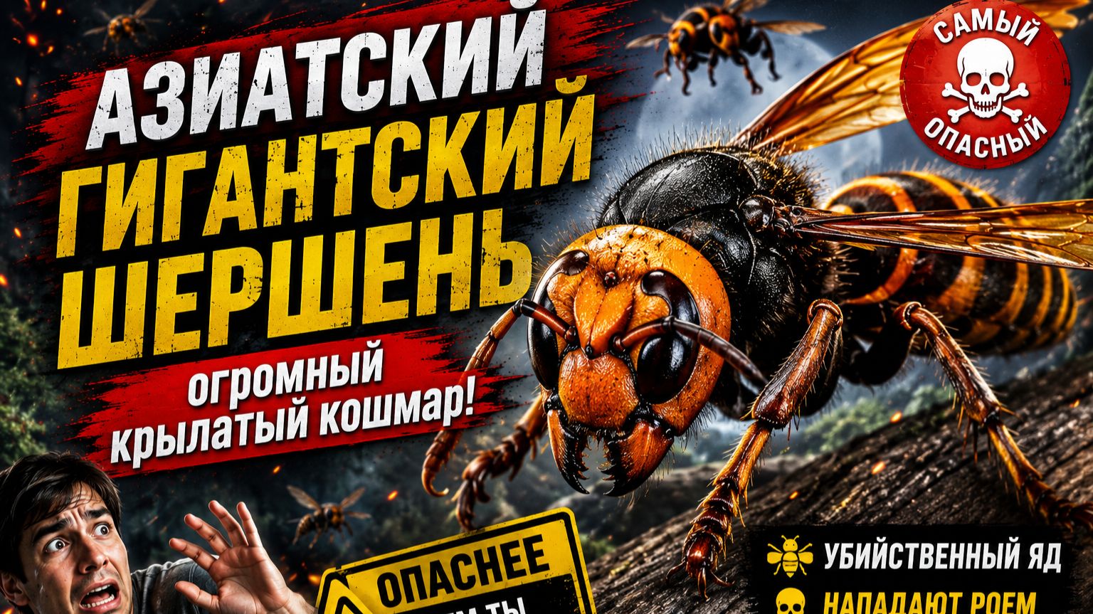 АЗИАТСКИЙ ГИГАНТСКИЙ ШЕРШЕНЬ - огромный крылатый кошмар!