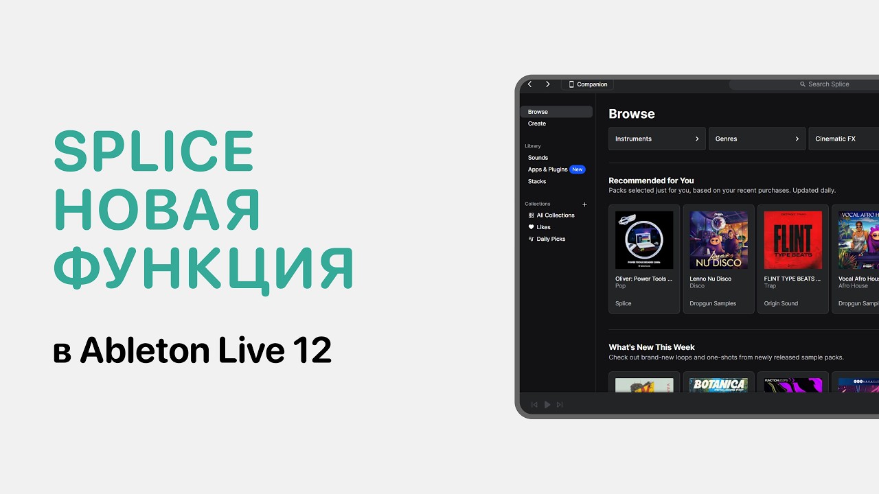 Ableton 12.3. Splice доступен в Ableton Live [Ableton Pro Help]