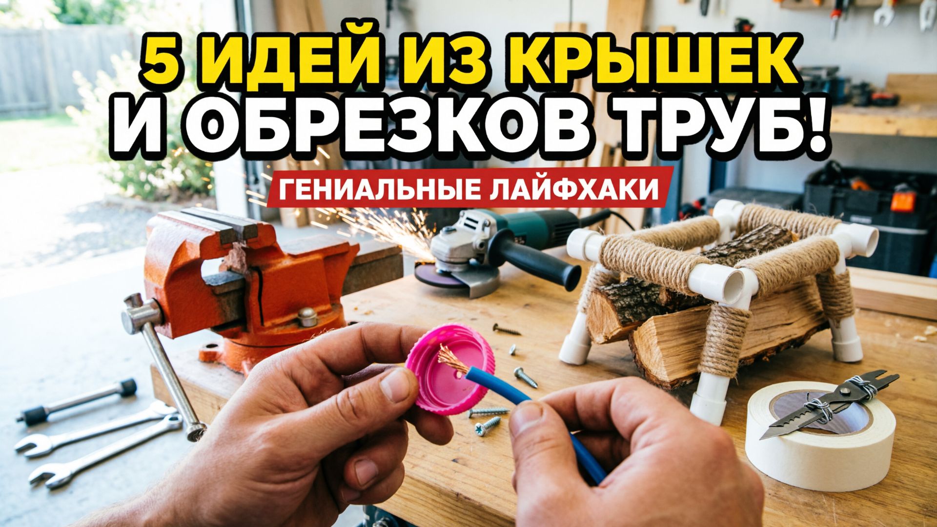 5 ГЕНИАЛЬНЫХ ЛАЙФХАКОВ С КРЫШКАМИ И ТРУБАМИ! Стриппер, переноска для дров и держатель. Самоделки