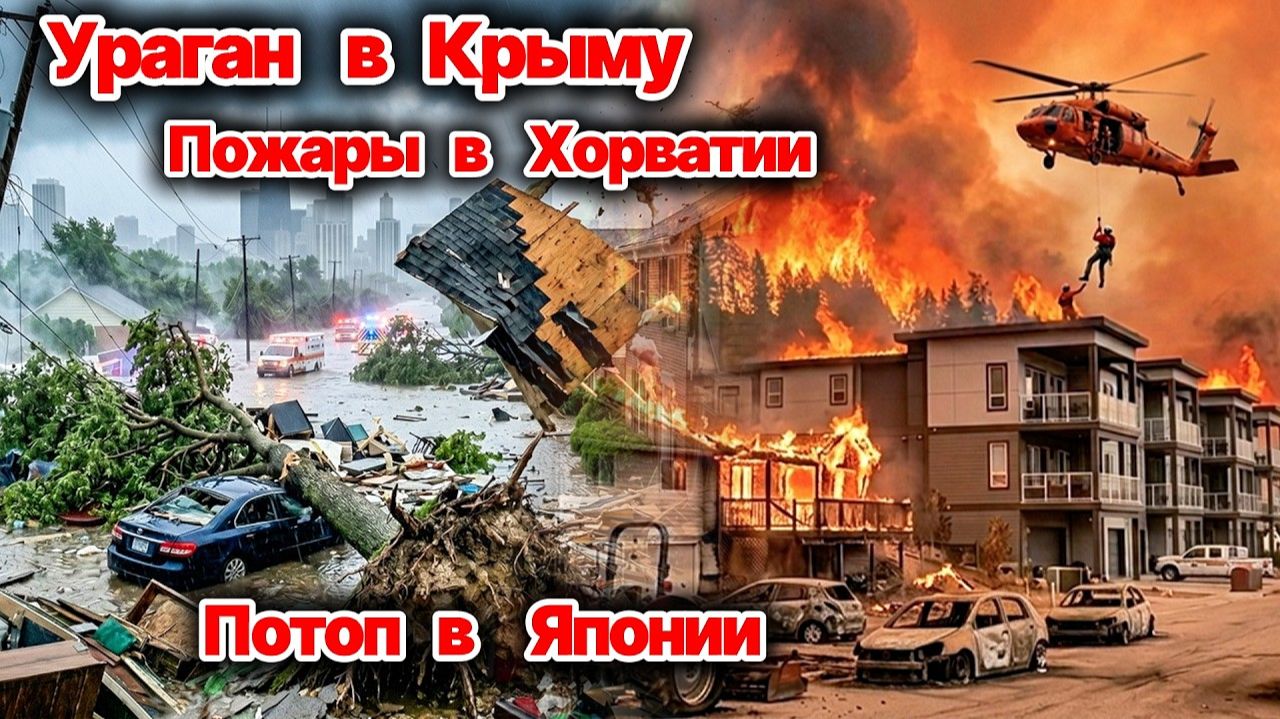ЧП❗ Россия 14.08.2026 - Ураган в Крыму❗ Лесные пожары уничтожают Хорватию❗ Ужасный потоп в Японии❗
