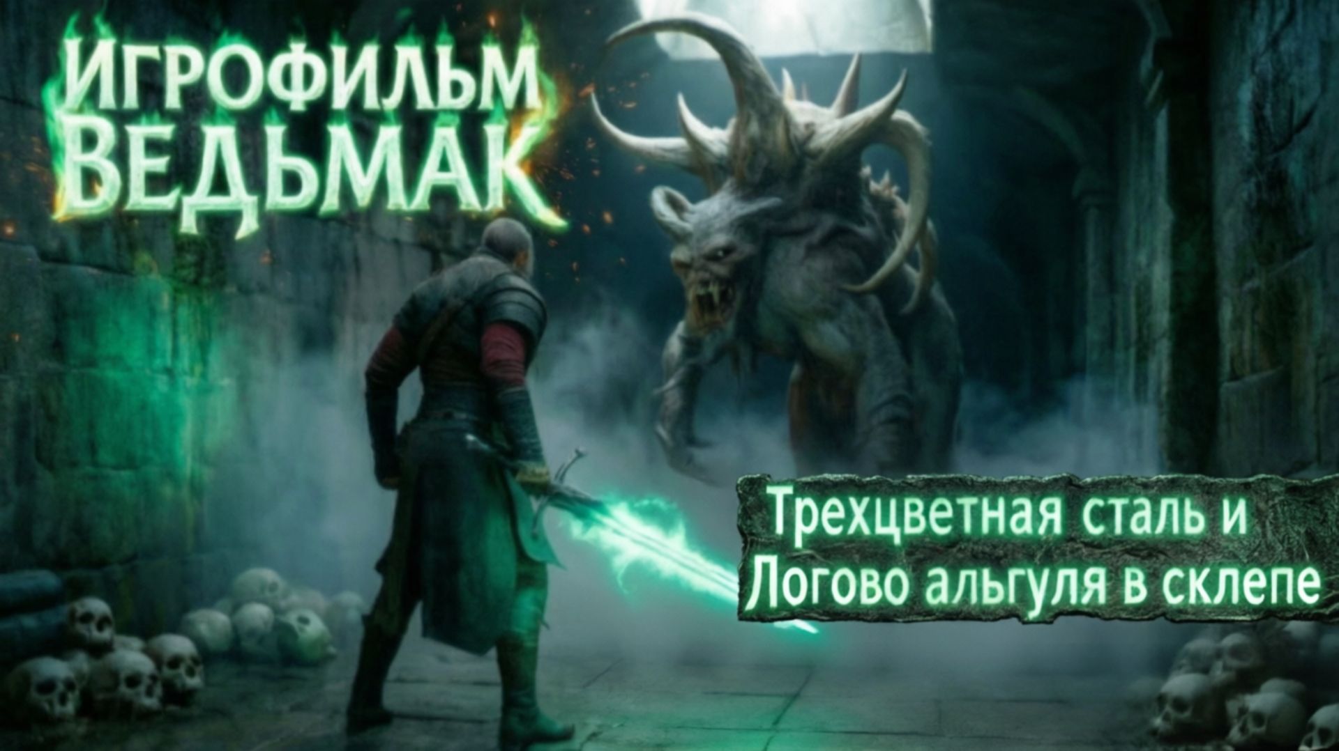 ИГРОФИЛЬМ ВЕДЬМАК — Трехцветная сталь и Логово альгуля в склепе | Прохождение