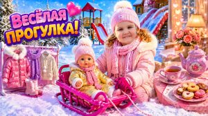 Играем с куклой | Дочки матери 👩👦❄️ Санки, качели и чаепитие с печеньками 😍 Зимняя прогулка ❄️