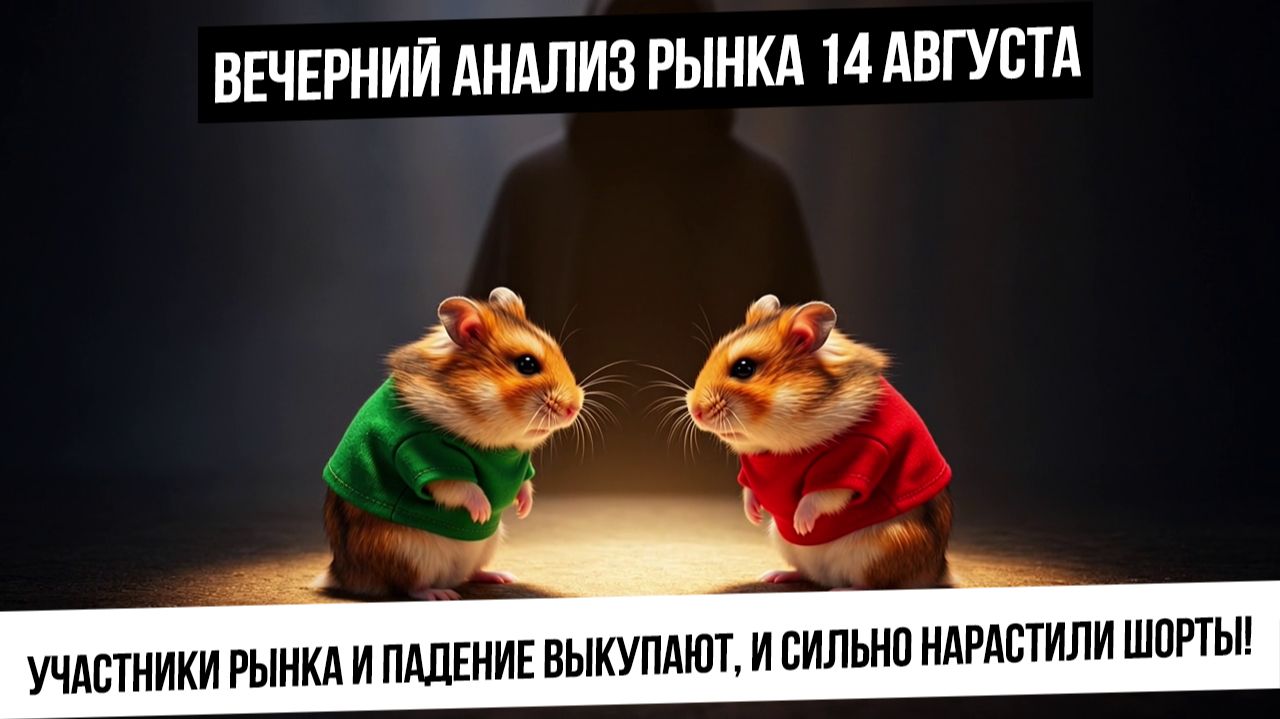 Вечерний анализ рынка 14 августа. Снова сильное падение рынка! Рост лонгов и шортов в рынке!