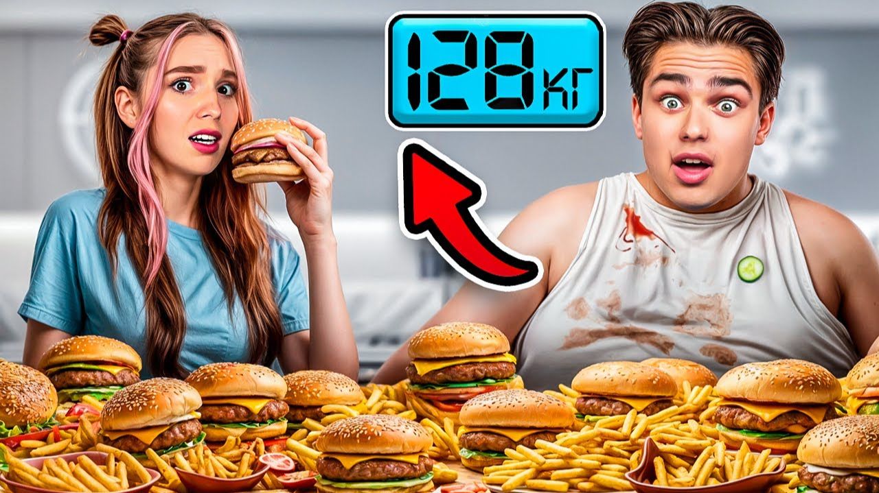 Кто больше ПОТОЛСТЕЕТ за 24 Часа ! А4