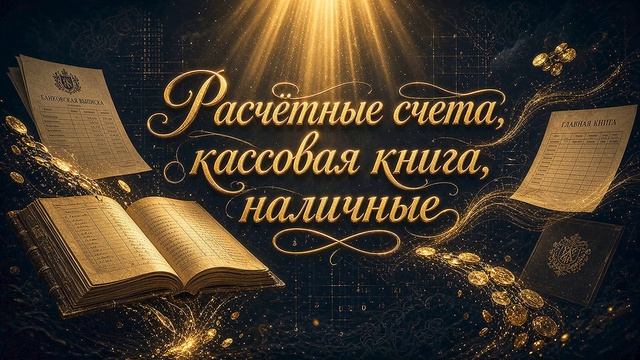Расчётные счета, кассовая книга, наличные.