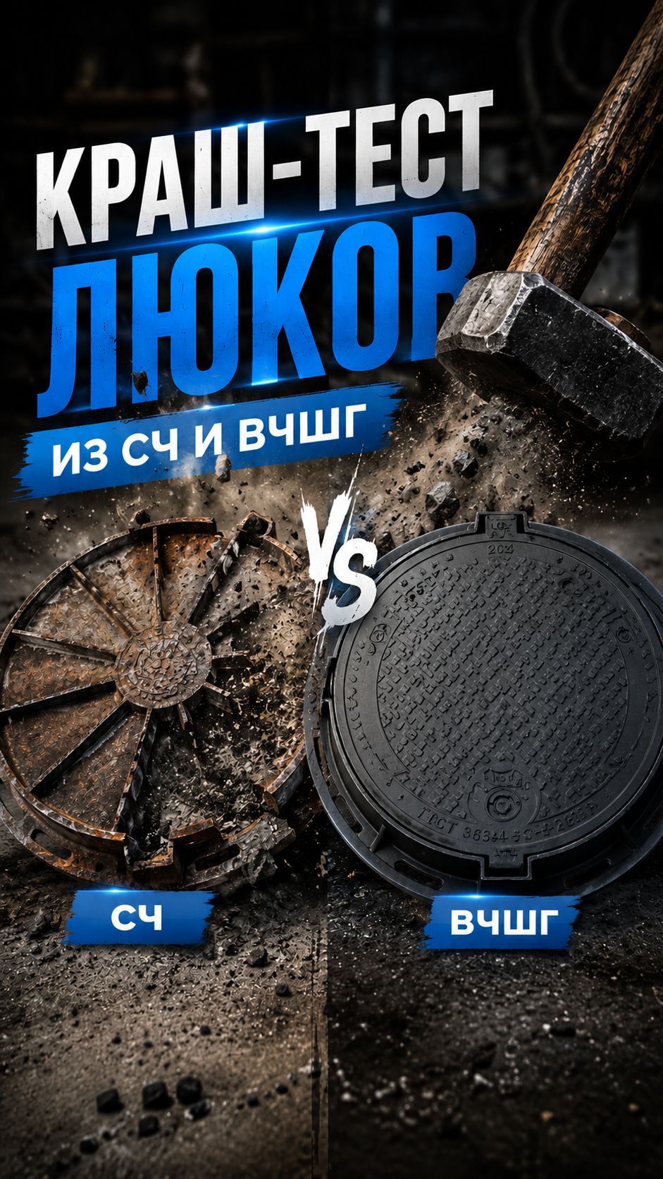 🔨 Краш-тест люков: СЧ против ВЧШГ — кто выдержит удар?