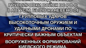 Силами Объединенной группировки войск ВС РФ с 8 августа было нанесено 14 групповых ударов высокото