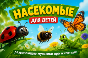 НАСЕКОМЫЕ для детей — развивающий мультфильм про животных