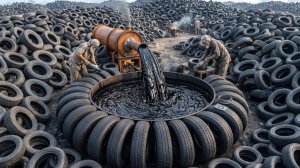 Самые удивительные процессы переработки гигантских шин и другие производственные процессы (1080p)