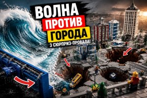 Волновая машина против города с провалами: 3 внезапные воронки в Lego City