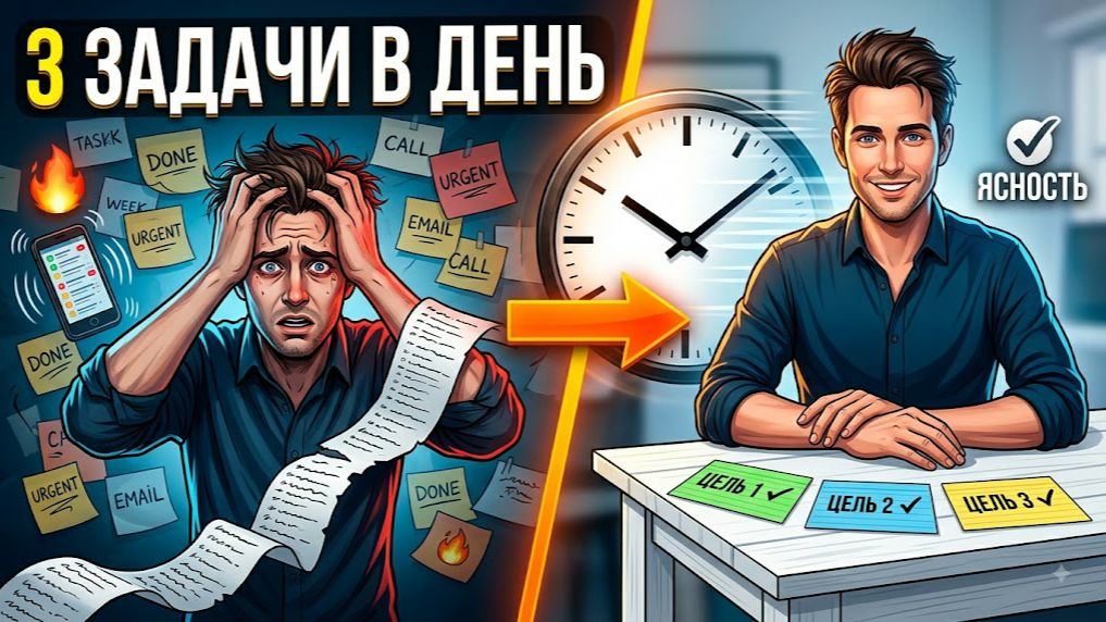 ⏳ Как выйти из ловушки бесконечных дел: правило 3 задач, которое меняет жизнь