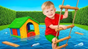 Адам и мама играют на улице, когда погода неожиданно меняется.