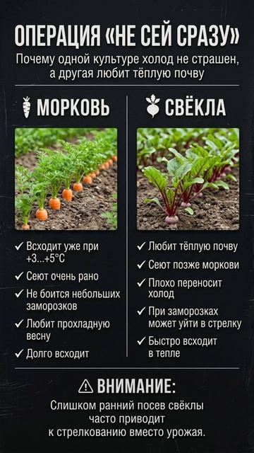 🥕 Кажется, что морковь и свёклу можно посеять в один день.